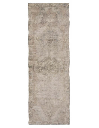 Faded Vintage Washed Out Turkish Kars Rug - 4`6" x 13`5"