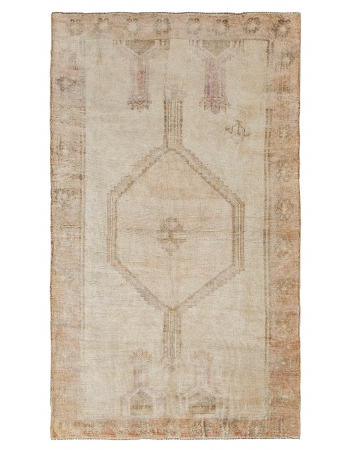 Washed Out Vintage Kars Wool Rug - 4`4