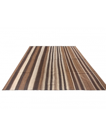 Striped Vintage Brown Kilim Rug - 8`0