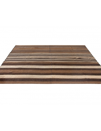 Striped Vintage Brown Kilim Rug - 8`0