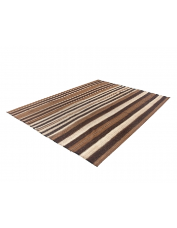 Striped Vintage Brown Kilim Rug - 8`0