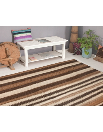 Striped Vintage Brown Kilim Rug - 8`0