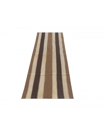Striped Vintage Brown Kilim Runner Rug - 2`3