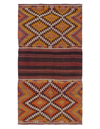 Embroidered Small Vintage Kilim Rug - 3`5
