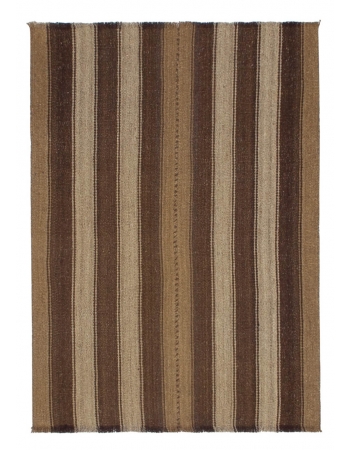 Small Vintage Striped Brown Kilim Rug - 2`8