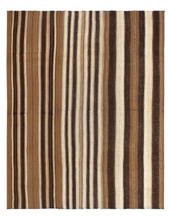 Striped Vintage Brown Kilim Rug - 8`0" x 10`0"