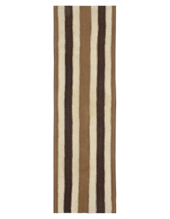 Striped Vintage Brown Kilim Runner Rug - 2`3" x 8`8"