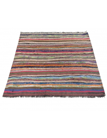 Mini Vintage Striped Rag Rug - 3`1