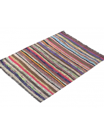 Mini Vintage Striped Rag Rug - 3`1