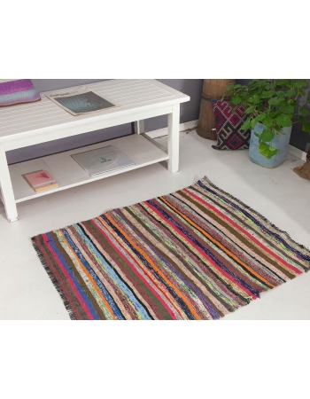 Mini Vintage Striped Rag Rug - 3`1