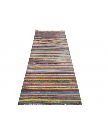 Colorful Vintage Turkish Rag Kilim Runner - 3`0