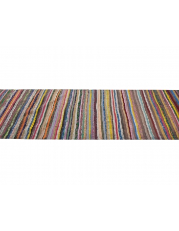 Colorful Vintage Turkish Rag Kilim Runner - 3`0