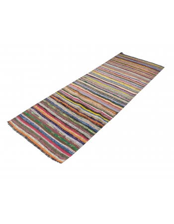 Colorful Vintage Turkish Rag Kilim Runner - 3`0