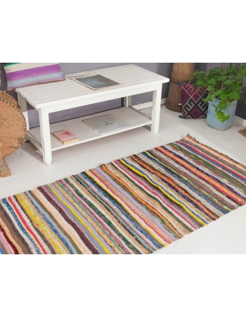 Colorful Vintage Turkish Rag Kilim Runner - 3`0