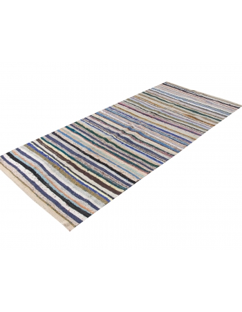 Striped Vintage Turkish Rag Rug - 3`11