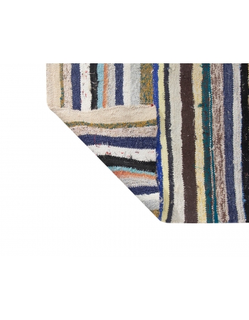 Striped Vintage Turkish Rag Rug - 3`11