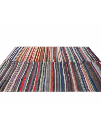 Striped Vintage Colorful Rag Rug - 6`11