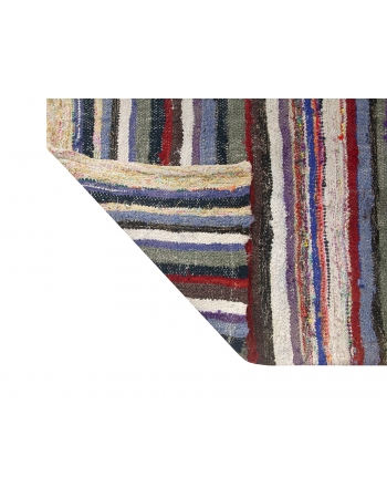 Striped Vintage Colorful Rag Rug - 6`11