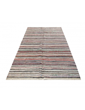 Vintage Turkish Decorative Rag Rug - 4`8