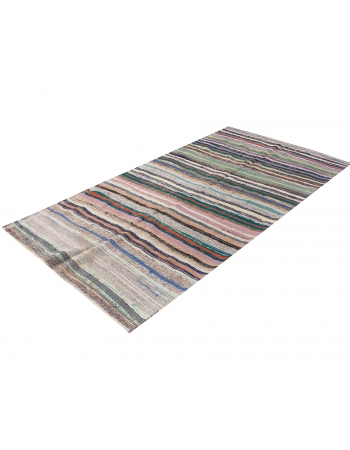 Striped Vintage Turkish Rag Rug - 5`3