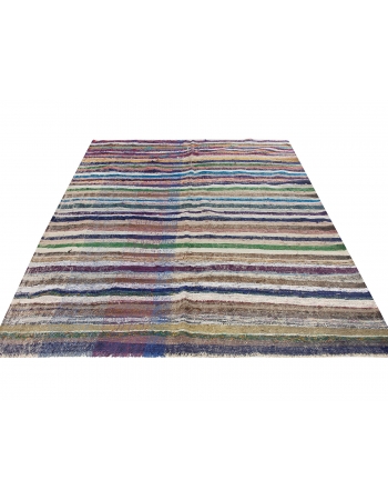 Colorful Striped Vintage Turkish Rag Rug - 6`5