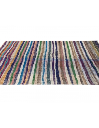 Colorful Striped Vintage Turkish Rag Rug - 6`5