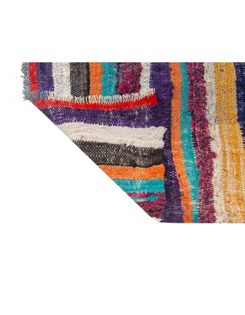 Colorful Striped Vintage Turkish Rag Rug - 6`5