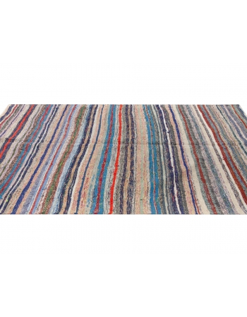 Vintage Striped Turkish Rag Kilim Rug - 5`6