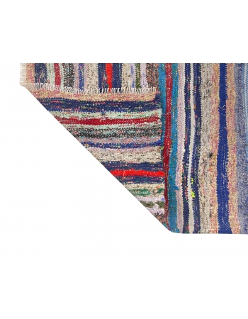 Vintage Striped Turkish Rag Kilim Rug - 5`6