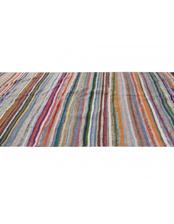 Striped Colorful Vintage Turkish Rag Rug - 5`11