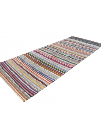 Striped Colorful Vintage Turkish Rag Rug - 5`11