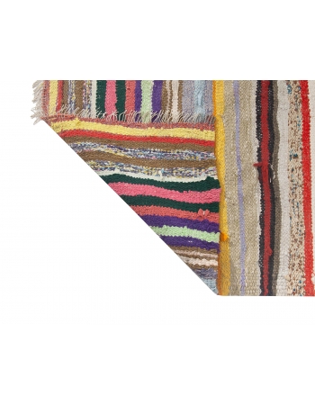 Striped Colorful Vintage Turkish Rag Rug - 5`11