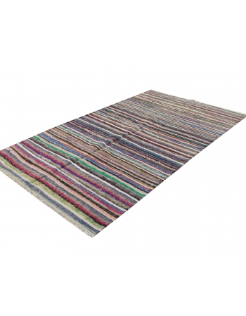 Colorful Vintage Turkish Rag Rug - 5`5