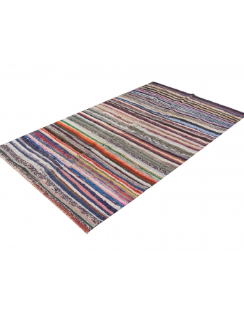 Vintage Decorative Turkish Rag Rug - 5`3