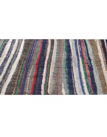 Striped Vintage Turkish Rag Rug - 4`8