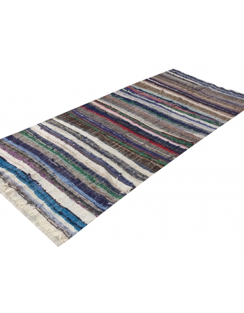 Striped Vintage Turkish Rag Rug - 4`8