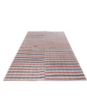 Striped Vintage Turkish Rag Rug - 5`10