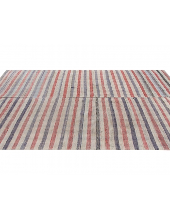 Striped Vintage Turkish Rag Rug - 5`10