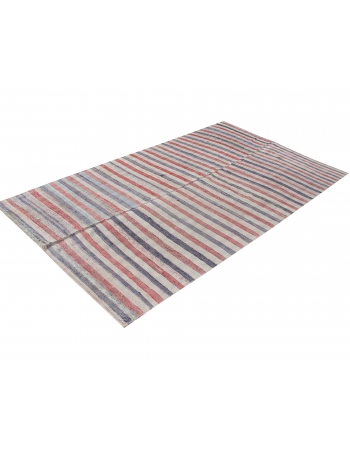 Striped Vintage Turkish Rag Rug - 5`10