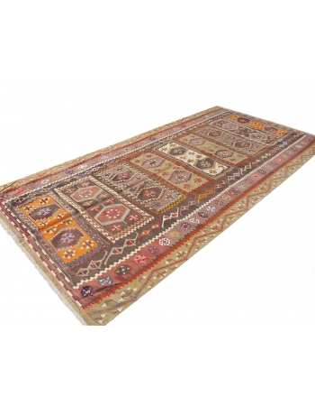 Vintage Colorful Turkish Decorative Kilim Rug - 5`10