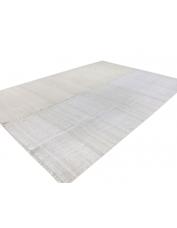 Large Vintage White Hemp Kilim Rug - 9`6