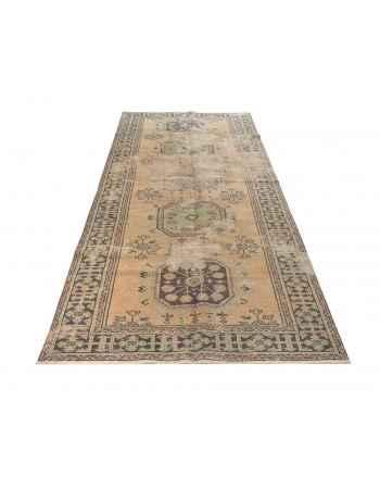 Distressed Washed Out Vintage Oushak Rug - 4`7