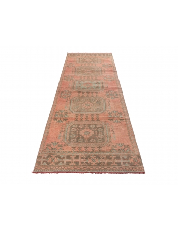 Faded Vintage Turkish Decortaive Runner Rug - 3`1