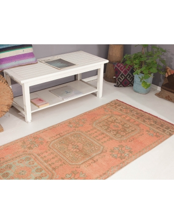 Faded Vintage Turkish Decortaive Runner Rug - 3`1