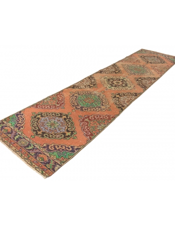 Vintage Turkish Decorative Runner Rug - 3`1