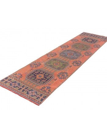 Decorative Vintage Turkish Runner Rug - 2`11