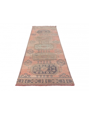 Washed Out Vintage Turkish Runner Rug - 3`1