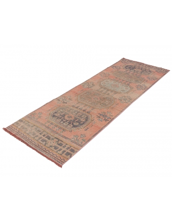 Washed Out Vintage Turkish Runner Rug - 3`1