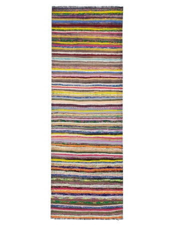 Colorful Vintage Turkish Rag Kilim Runner - 3`0