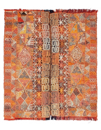 Decorative Vintage Arabi Kilim Rug - 4`11" x 6`1"